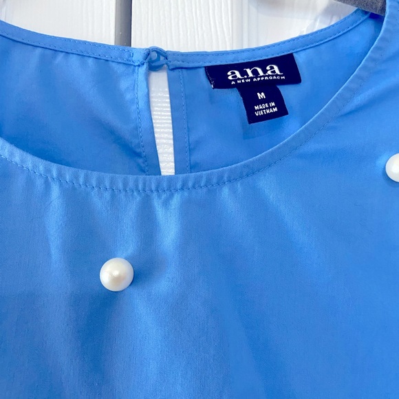 a.n.a. Ladies blue shirt with pearls size medium - Picture 3 of 7